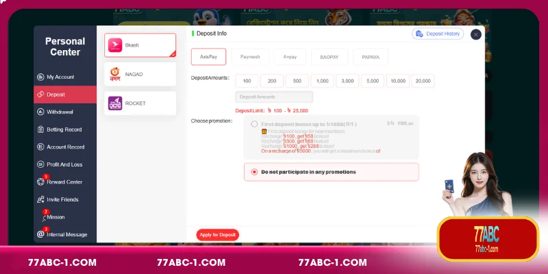 Top Deposit Methods for 77ABC in Bangladesh
